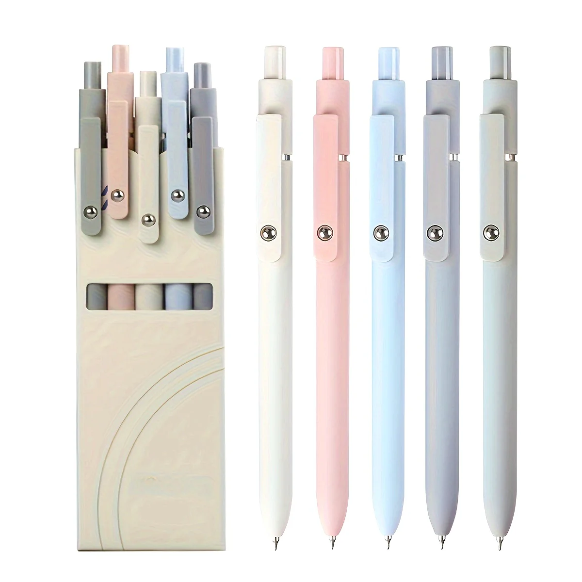 5pcs Fine Tip 0.5mm Retractable Gel Pens - Smooth Writing, Aesthetic Design in Assorted Colors - Ideal for School, Office, Diary Use & Gift